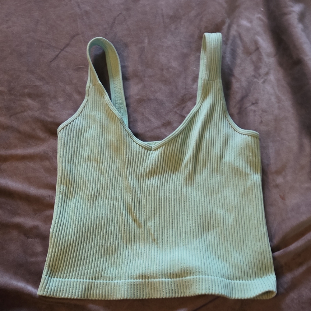Ribbed V-Neck Tank Top in Sage Green - Women